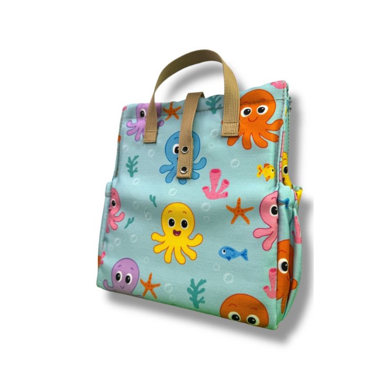 The Lunchbags The Original Kids Τσάντα Φαγητού 5L Octopus with Brown Strap