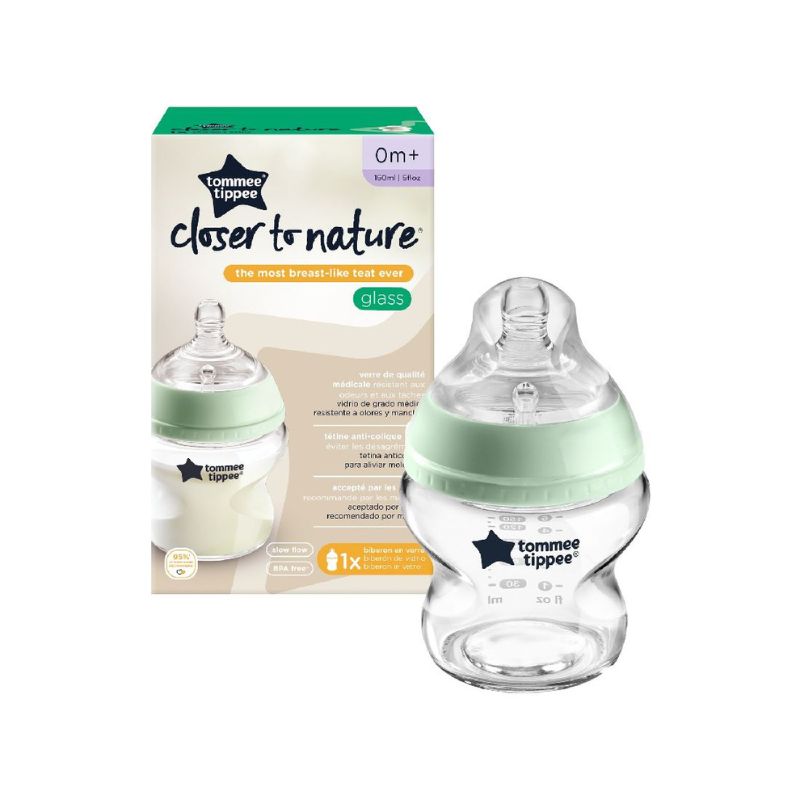 Tommee Tippee Γυάλινο Μπιμπερό Closer to nature μικρής ροής 150ml 