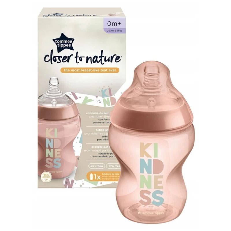 Tommee Tippee Closer To Nature Πλαστικό Μπιμπερό Με Σιλικονούχα Θηλή Για 0+ Μηνών 260ml Pink