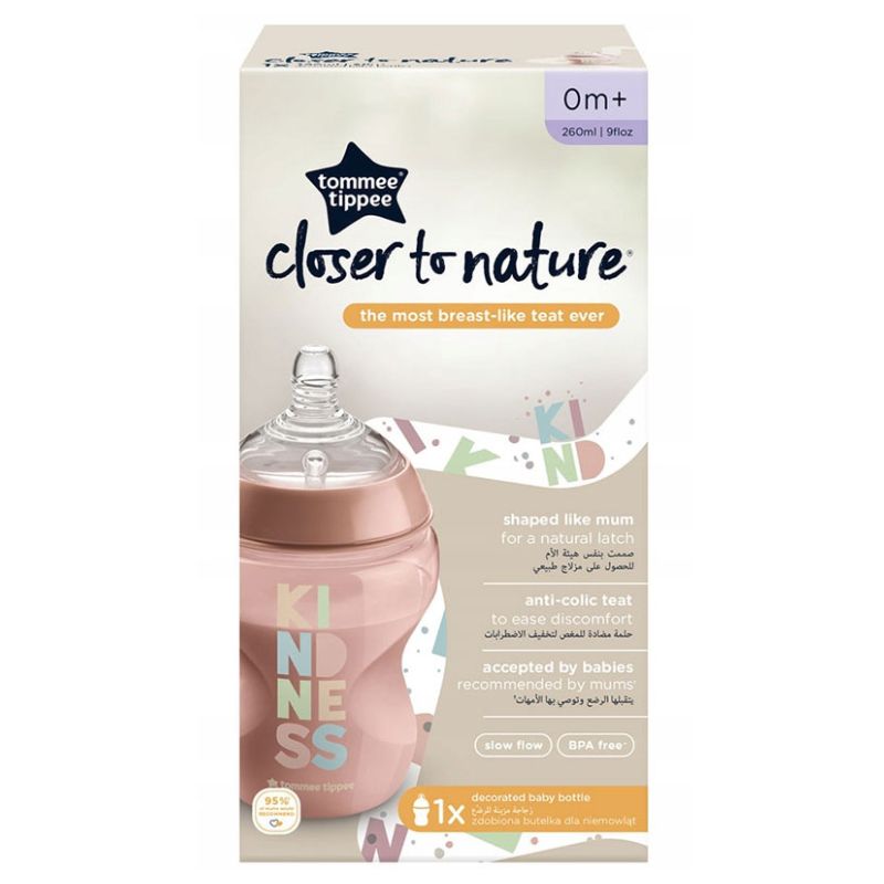 Tommee Tippee Closer To Nature Πλαστικό Μπιμπερό Με Σιλικονούχα Θηλή Για 0+ Μηνών 260ml Pink