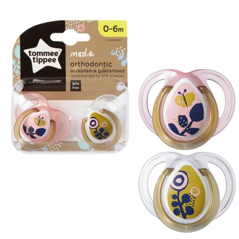 Tommee Tippee Moda Σετ Σιλικονούχες Πιπίλες 2 τμχ Για 0-6 Μηνών