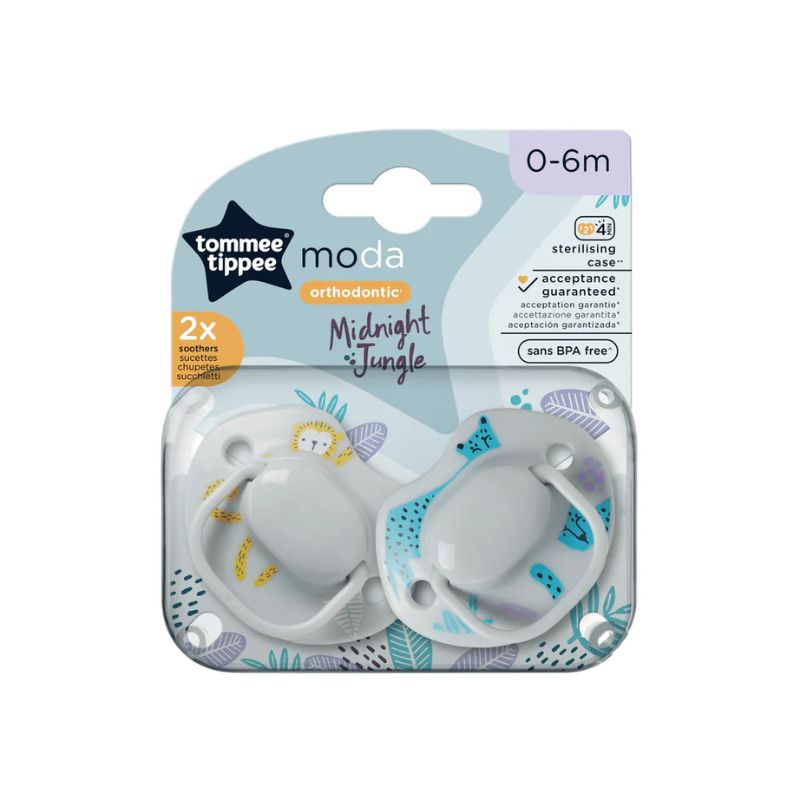 Tommee Tippee Moda Midnight Jungle Σετ Σιλικονούχες Πιπίλες 2 τμχ Για 0-6 Μηνών Σε Διάφορα Χρώματα