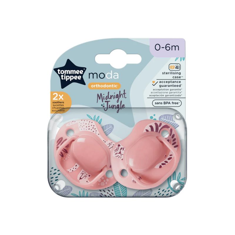 Tommee Tippee Moda Midnight Jungle Σετ Σιλικονούχες Πιπίλες 2 τμχ Για 0-6 Μηνών Σε Διάφορα Χρώματα