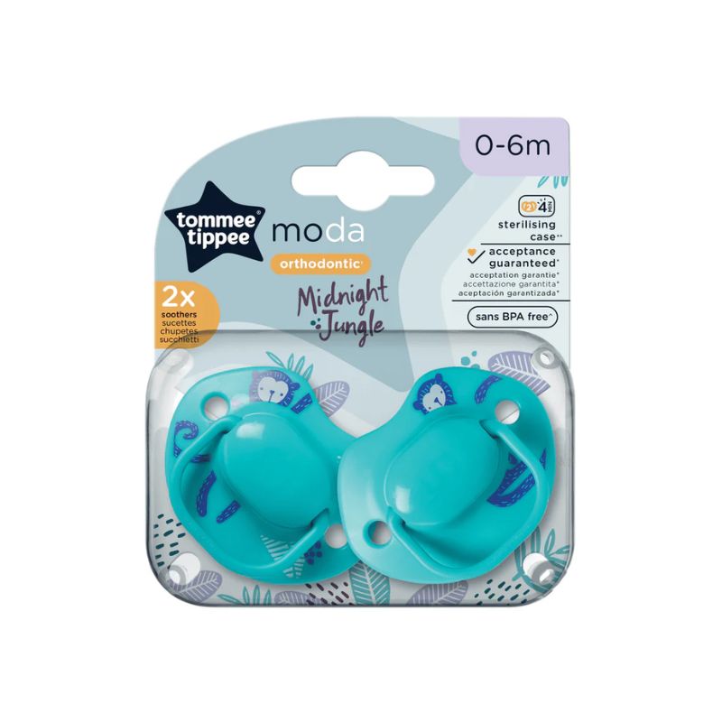 Tommee Tippee Moda Midnight Jungle Σετ Σιλικονούχες Πιπίλες 2 τμχ Για 0-6 Μηνών Σε Διάφορα Χρώματα