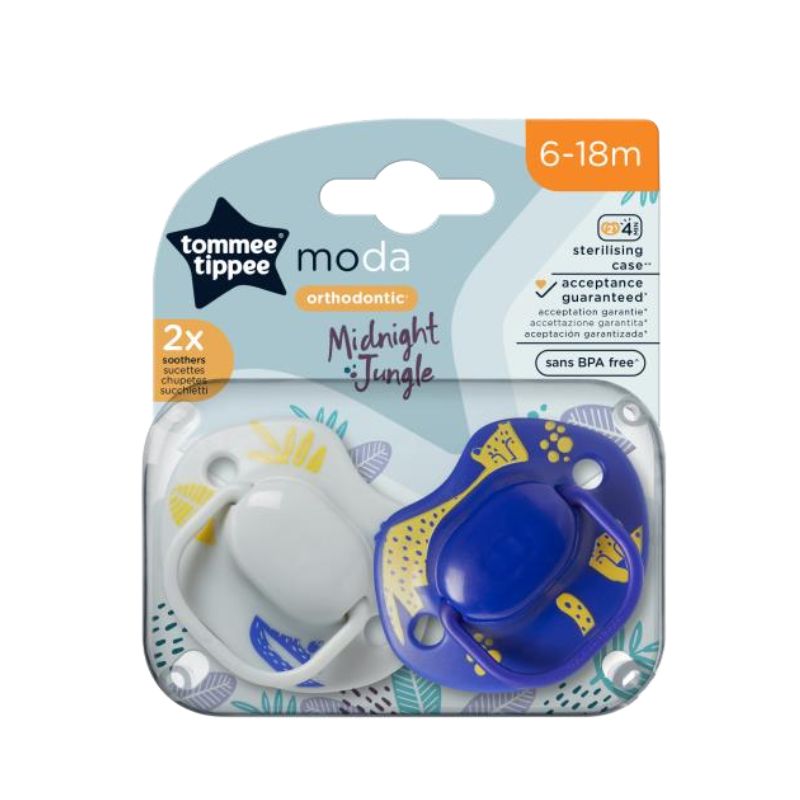 Tommee Tippee Moda Σετ Ορθοδοντικές Σιλικονούχες Πιπίλες 2 τμχ Για 6-18 Μηνών Midnight Jungle Σε Διάφορα Σχέδια
