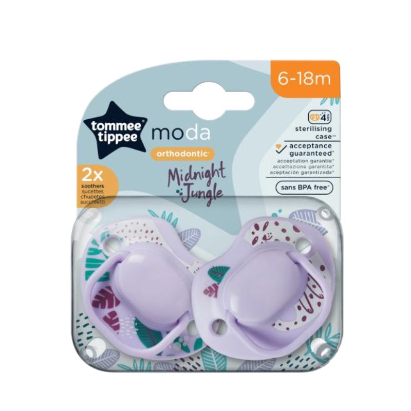 Tommee Tippee Moda Σετ Ορθοδοντικές Σιλικονούχες Πιπίλες 2 τμχ Για 6-18 Μηνών Midnight Jungle Σε Διάφορα Σχέδια