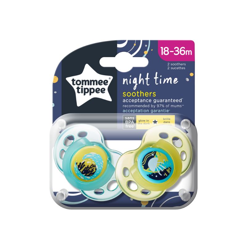 Tommee Tippee Closer To Nature Night Σετ Πιπίλες Σιλικόνης 2 τμχ 18-36 μηνών
