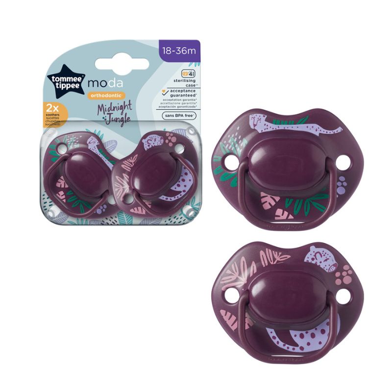 Tommee Tippee Moda Σετ Σιλικονούχες Πιπίλες 2 τμχ Για 18-36 Μηνών