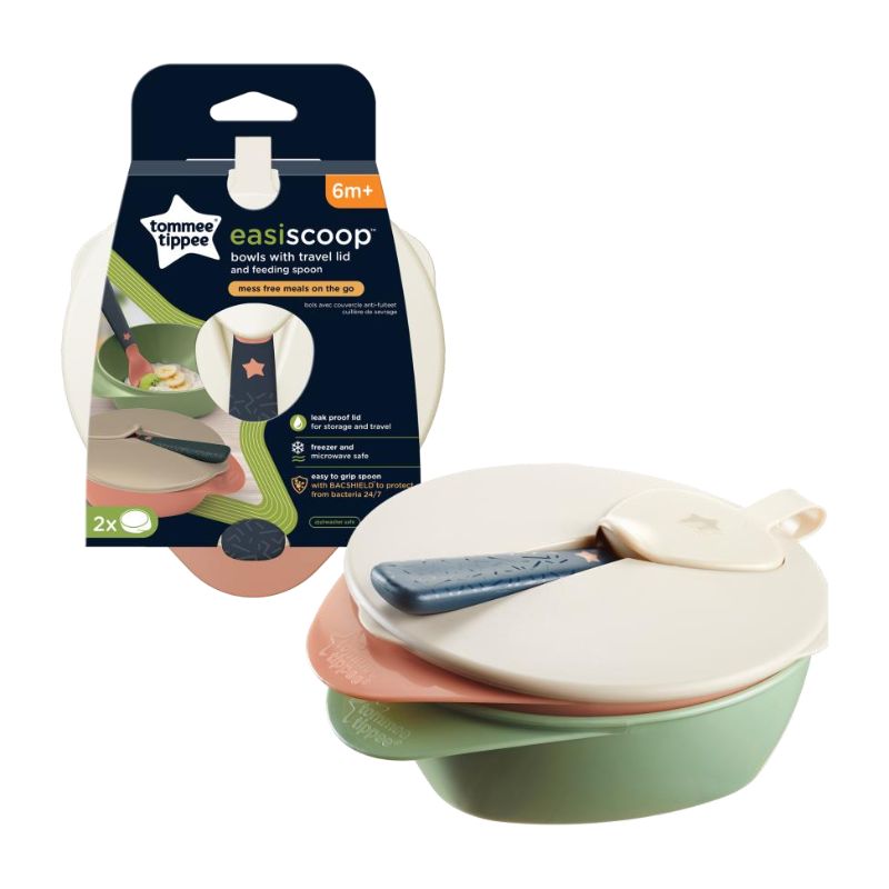 Tommee Tippee EasiScoop Σετ Μπoλ Φαγητού Με Κάλυμμα Και Κουτάλι 4 τμχ Για 6+ Μηνών