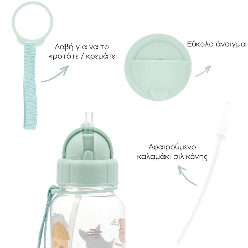 Tutete Παγούρι Tritan Με Καλαμάκι 500ml The Three Little Pigs