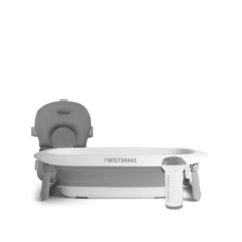 Twistshake Luxury Kit Βρεφικό Πτυσσόμενο Μπανάκι με Μειωτή Και Βοηθητική Κανάτα White / Grey