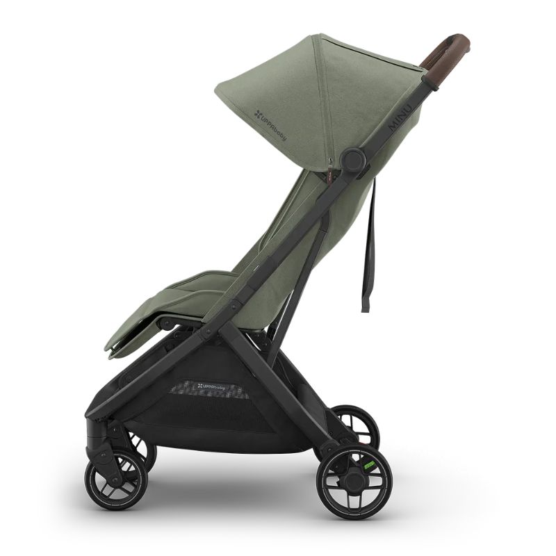 Uppababy Minu V3 Ελαφρύ Βρεφικό Καρότσι Evelyn - Meadow Green | Carbon Frame | Chestnut Leather