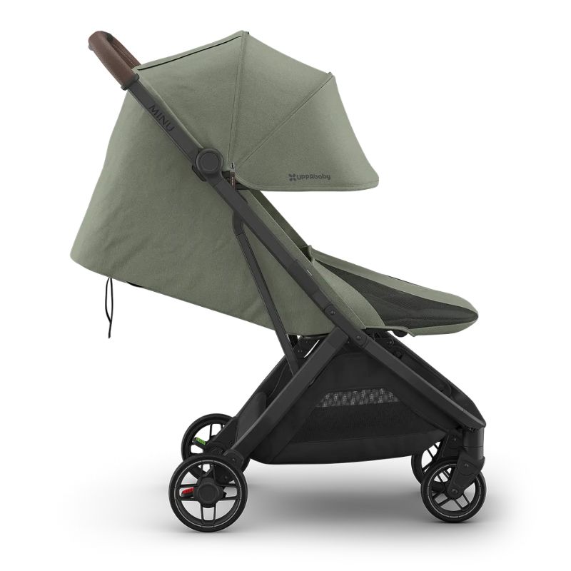 Uppababy Minu V3 Ελαφρύ Βρεφικό Καρότσι Evelyn - Meadow Green | Carbon Frame | Chestnut Leather