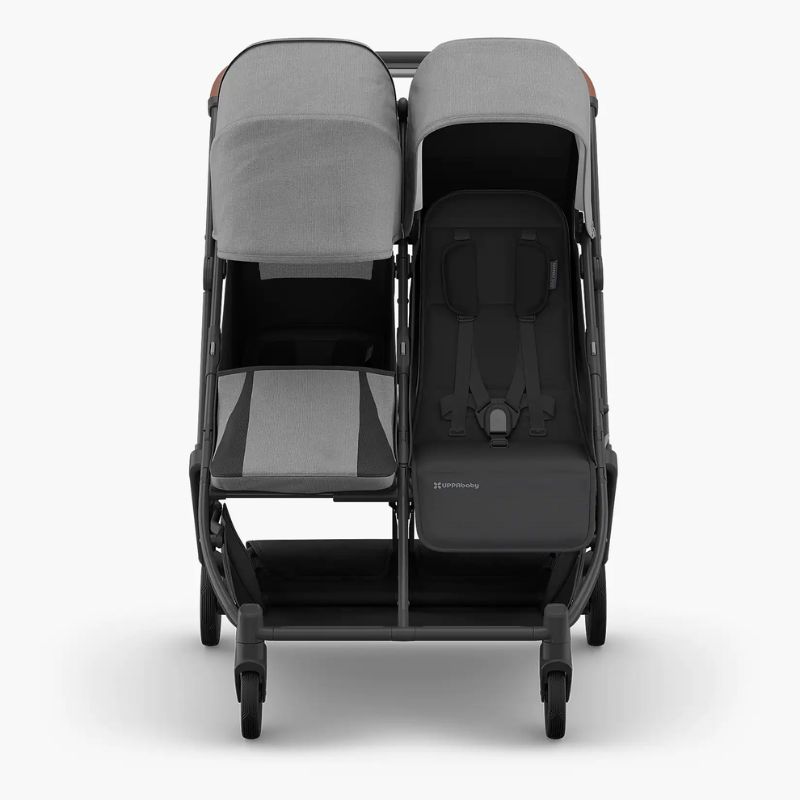 Uppababy Minu Duo Βρεφικό Καρότσι Για Δίδυμα Greyson - Charcoal Melange | Carbon Frame | Saddle Leather