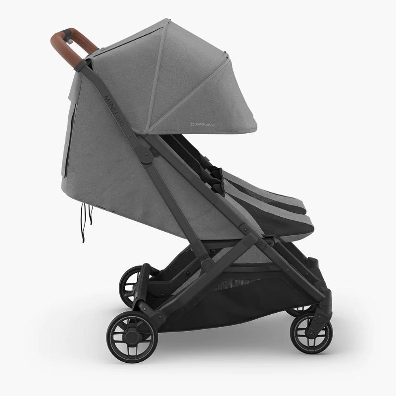 Uppababy Minu Duo Βρεφικό Καρότσι Για Δίδυμα Greyson - Charcoal Melange | Carbon Frame | Saddle Leather