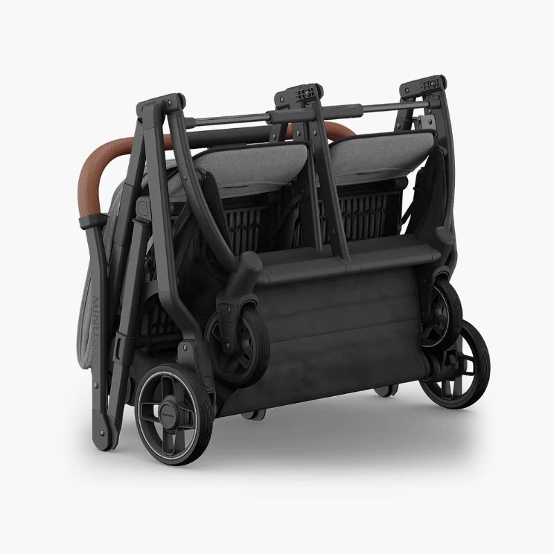 Uppababy Minu Duo Βρεφικό Καρότσι Για Δίδυμα Greyson - Charcoal Melange | Carbon Frame | Saddle Leather