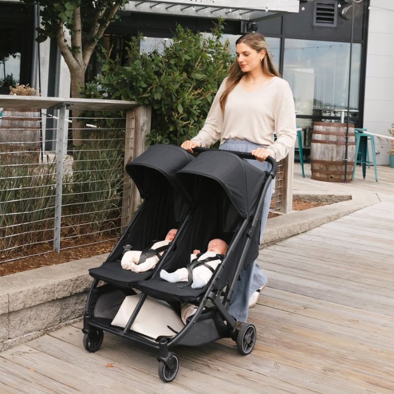 Uppababy Minu Duo Βρεφικό Καρότσι Για Δίδυμα James - Black | Carbon Frame | Black Leather