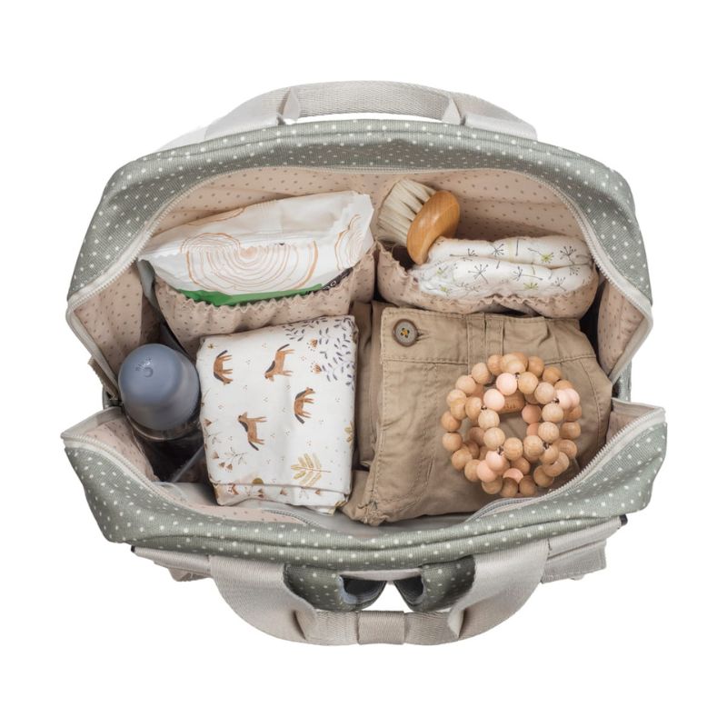 Walking Mum Rucksack Τσάντα Backpack Με Αλλαξιέρα Polka Dot Poppy Moss