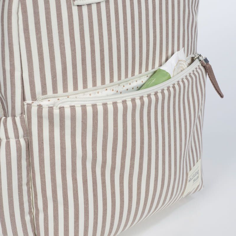 Walking Mum Rucksack Τσάντα Backpack Με Αλλαξιέρα Praline Strips Moka