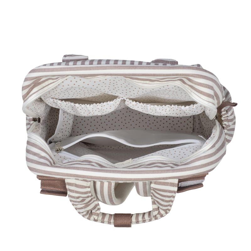 Walking Mum Rucksack Τσάντα Backpack Με Αλλαξιέρα Praline Strips Moka