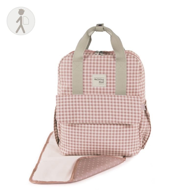 Walking Mum Rucksack Τσάντα Backpack Με Αλλαξιέρα I Love Vichy Pink