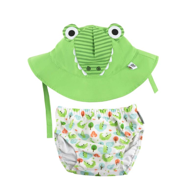 Zoocchini Βρεφικό Σετ Αντιηλιακό Καπέλο Bucket Και Πάνα Μαγιό με UPF 50+ Για 6-12 Μηνών Aidan the Alligator