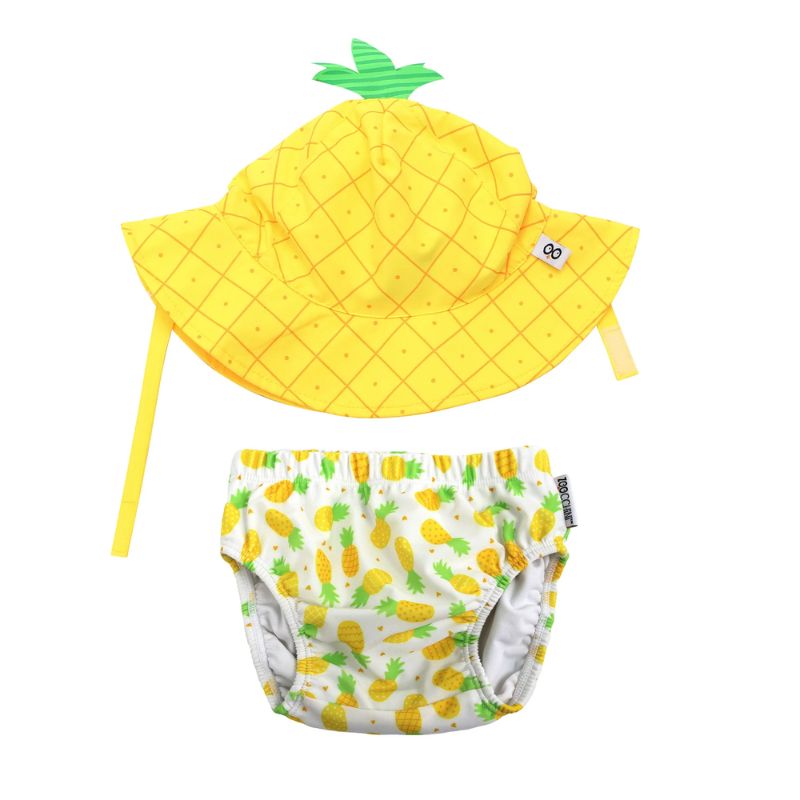 Zoocchini Βρεφικό Σετ Αντιηλιακό Καπέλο Bucket Και Πάνα Μαγιό με UPF 50+ Για 12-24 Μηνών Pineapple