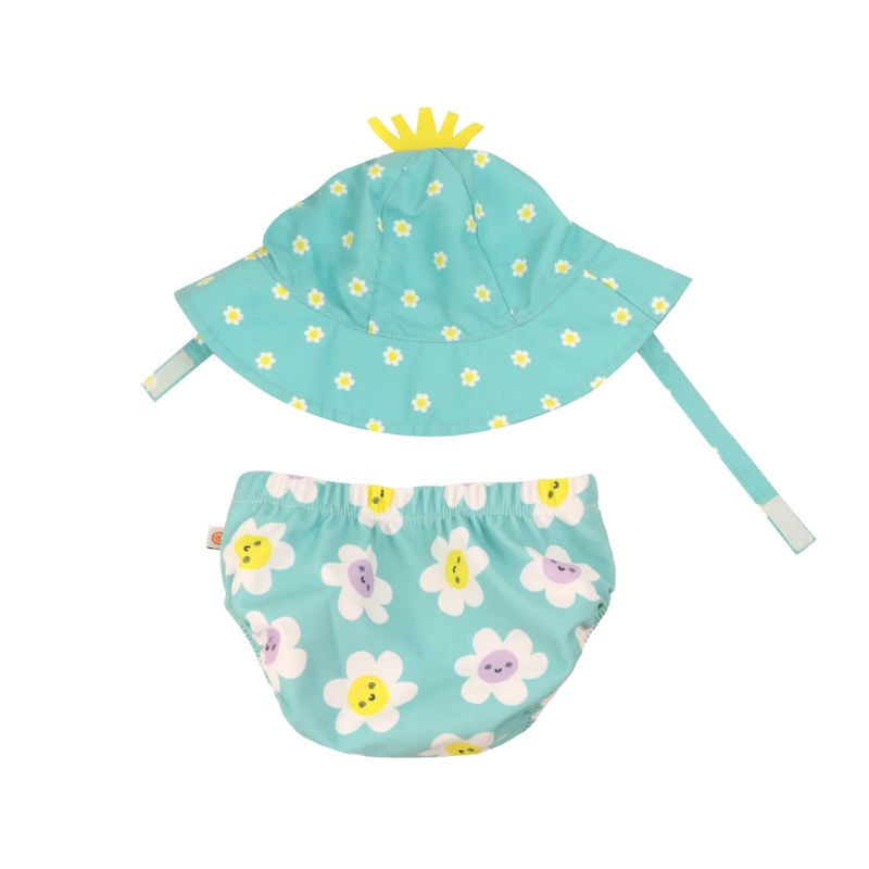 Zoocchini Βρεφικό Σετ Αντιηλιακό Καπέλο Bucket Και Πάνα Μαγιό με UPF 50+ Daisy