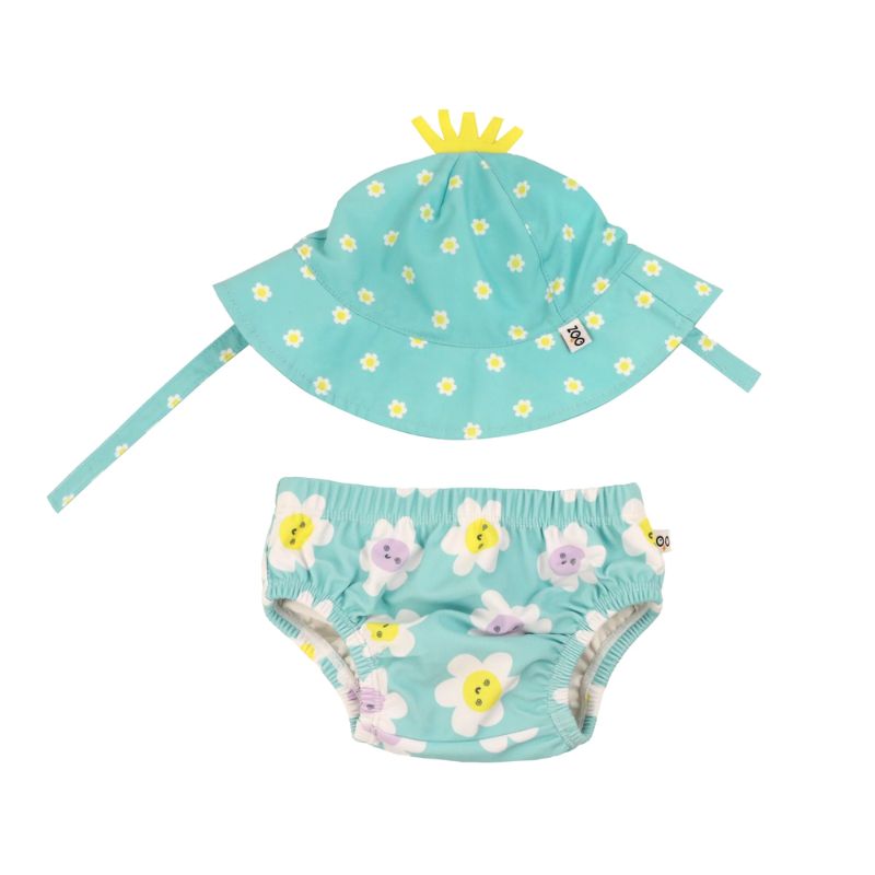Zoocchini Βρεφικό Σετ Αντιηλιακό Καπέλο Bucket Και Πάνα Μαγιό με UPF 50+ Daisy