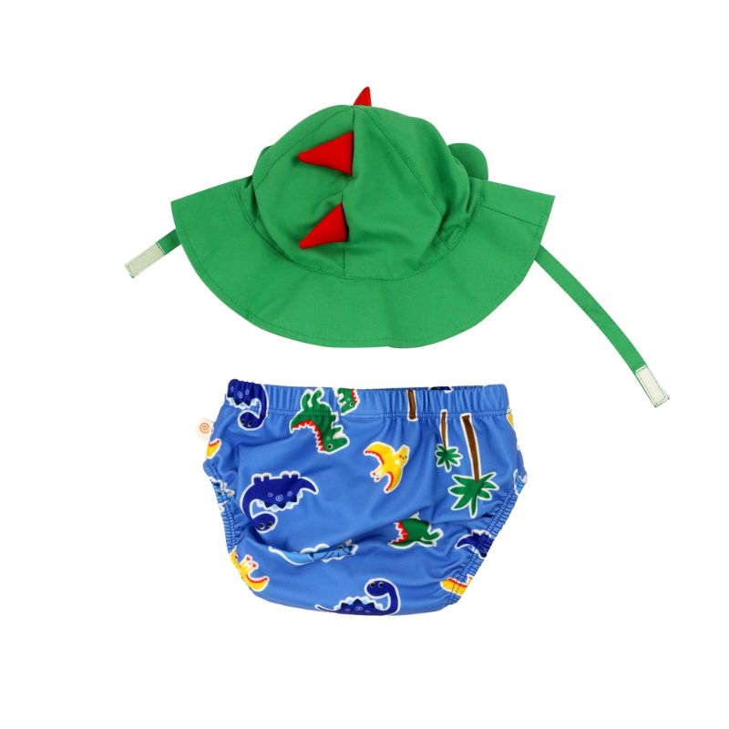 Zoocchini Βρεφικό Σετ Αντιηλιακό Καπέλο Bucket Και Πάνα Μαγιό με UPF 50+ Devin the Dino & Friends