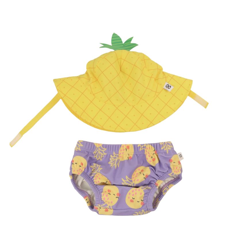 Zoocchini Βρεφικό Σετ Αντιηλιακό Καπέλο Bucket Και Πάνα Μαγιό με UPF 50+ Pineapple Punch