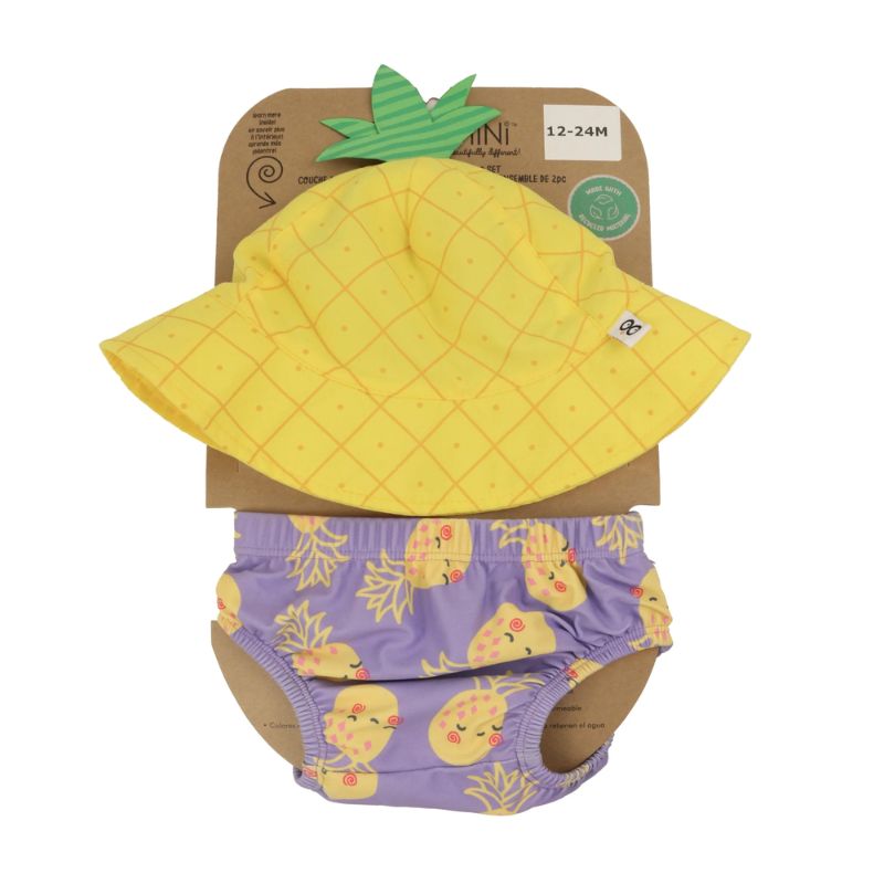 Zoocchini Βρεφικό Σετ Αντιηλιακό Καπέλο Bucket Και Πάνα Μαγιό με UPF 50+ Pineapple Punch