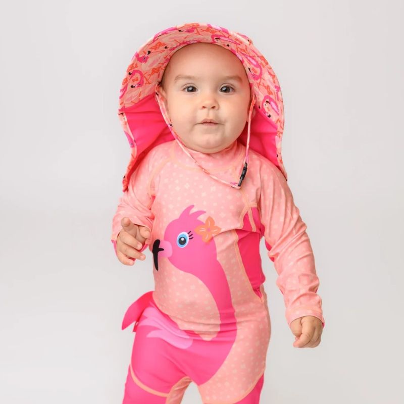 Zoocchini Αντιηλιακό Ολόσωμο Μαγιό Τύπου Surf με UPF 50+ Franny the Flamingo
