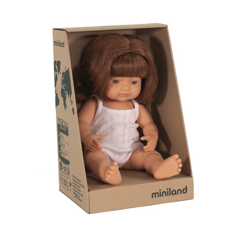 Miniland κούκλα Caucasian redhead girl 38cm με εσώρουχα