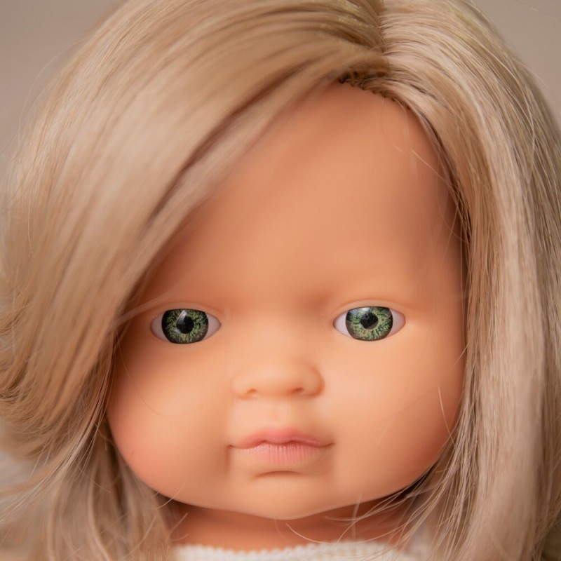 MiniLand Καυκάσια Κούκλα Κορίτσι με Σκούρο Ξανθό Μαλλί 38cm