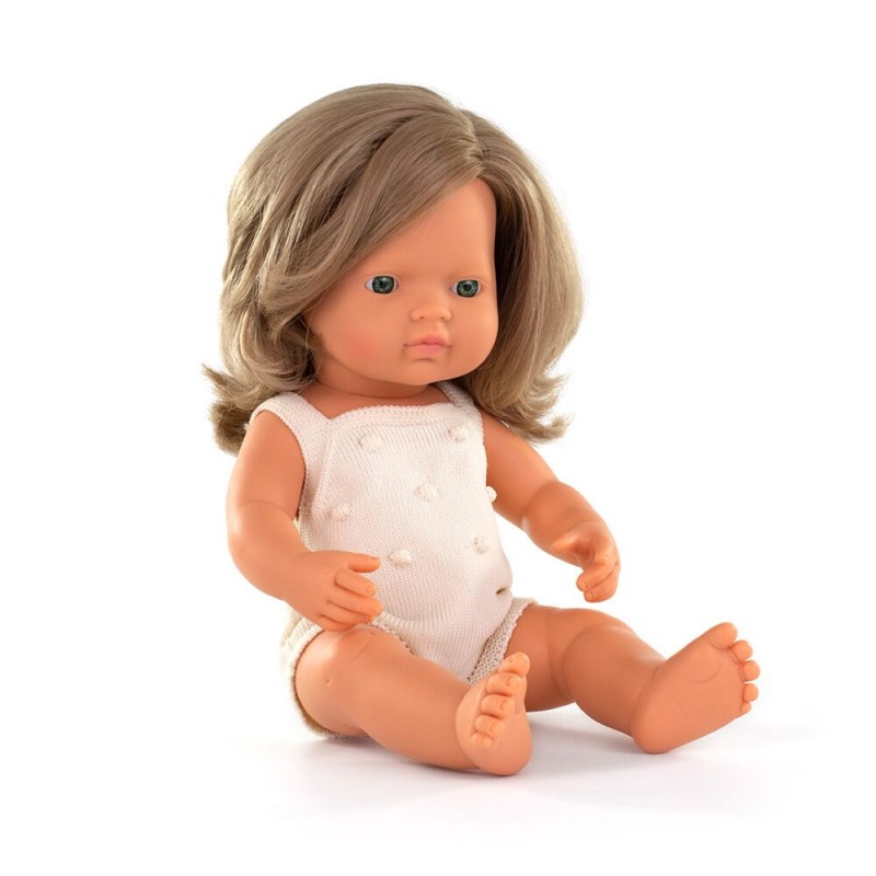 MiniLand Καυκάσια Κούκλα Κορίτσι με Σκούρο Ξανθό Μαλλί 38cm