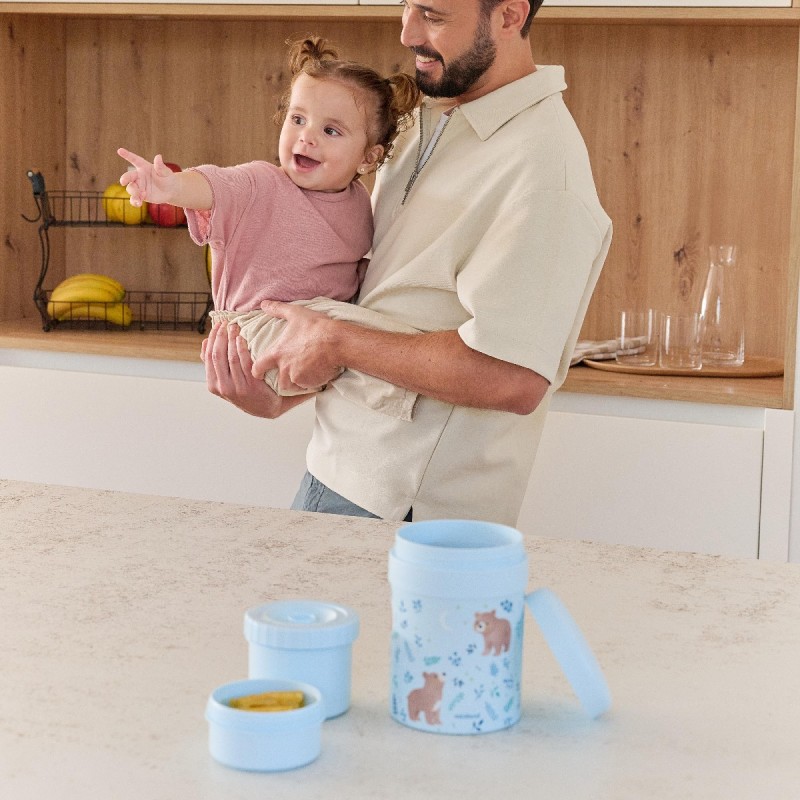 Miniland Θερμός Φαγητού 700ml Με 2 Δοχεία (1 200ml & 1 350ml) Bear