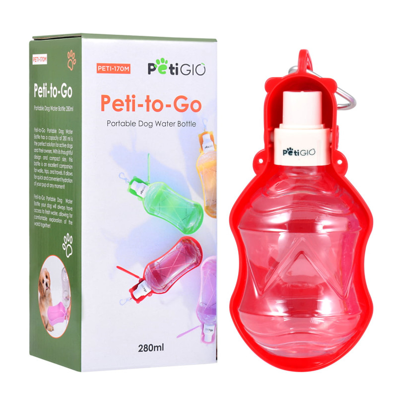 PETIGIO ΦΟΡΗΤΟ ΜΠΟΥΚΑΛΙ ΝΕΡΟΥ ΓΙΑ ΣΚΥΛΟΥΣ 280 ML ΚΟΚΚΙΝΟ