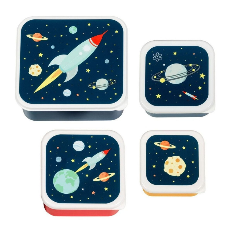 A Little Lovely Company Σετ Δοχεία Φαγητού Lunch & Snack Box Space 4τμχ