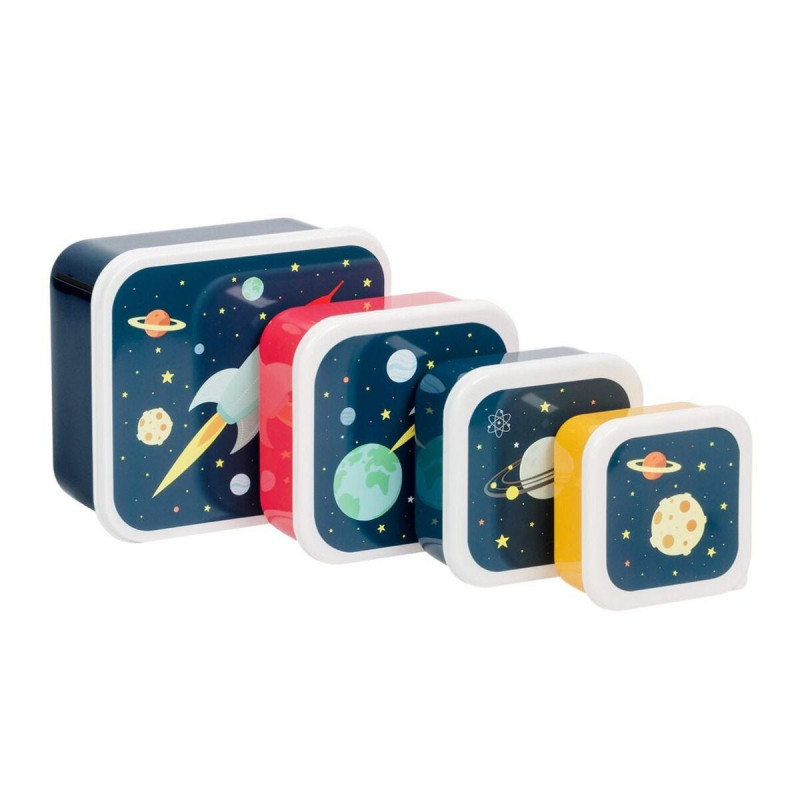 A Little Lovely Company Σετ Δοχεία Φαγητού Lunch & Snack Box Space 4τμχ