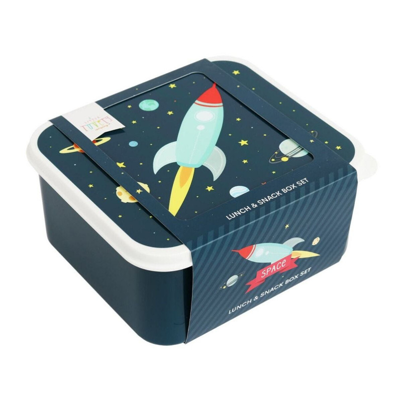 A Little Lovely Company Σετ Δοχεία Φαγητού Lunch & Snack Box Space 4τμχ