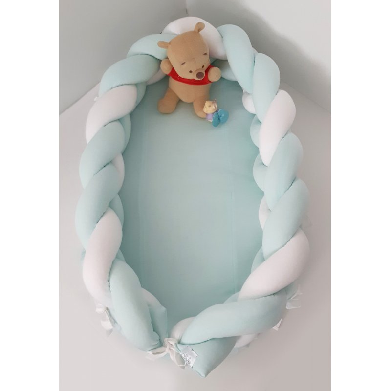 Baby Oliver Φωλιά με Αποσπώμενη Πλεξούδα Λευκή - Μέντα 200x16 cm