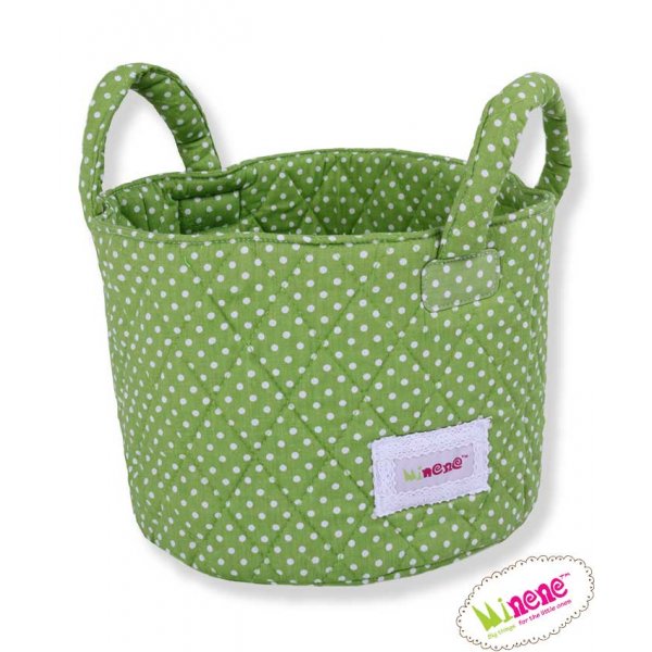 Minene Καλάθι Αποθήκευσης Πράσινο Πουά
