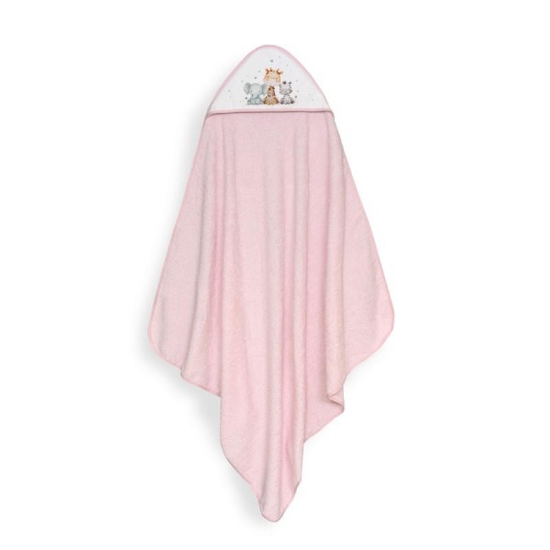 Interbaby Jirafa Elefante Μπουρνούζι Κάπα &#038; Σαλιάρα Pink