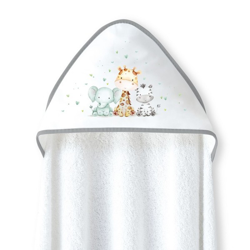 Interbaby Jirafa Elefante Μπουρνούζι Κάπα & Σαλιάρα White-Grey