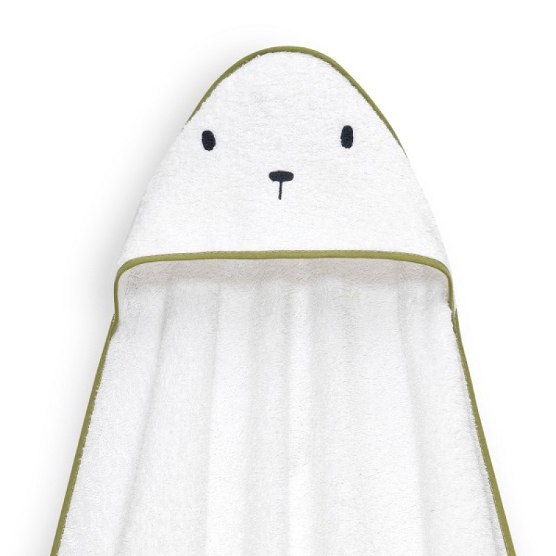 Interbaby Bear Σετ Μπουρνούζι &#038; Πανάκι Παρηγοριάς Μουσελίνας White-Green