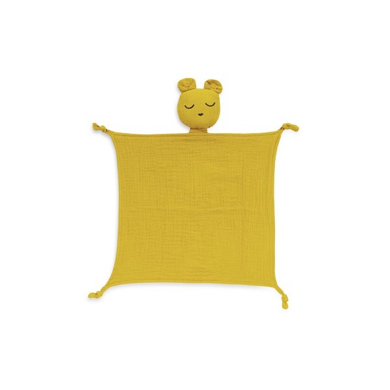 Interbaby Bear Σετ Μπουρνούζι &#038; Πανάκι Παρηγοριάς Μουσελίνας White-Yellow