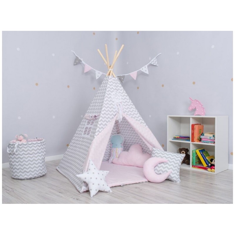 Elis Design Παιδική Σκηνή Σετ με Μαξιλάρια Gray Pink Waves