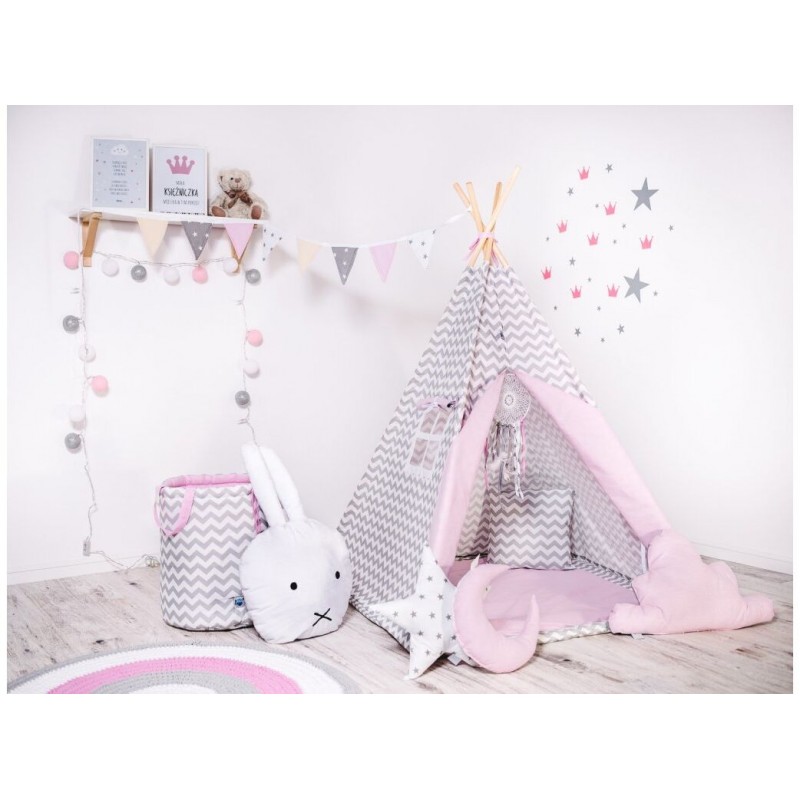 Elis Design Παιδική Σκηνή Σετ με Μαξιλάρια Gray Pink Waves