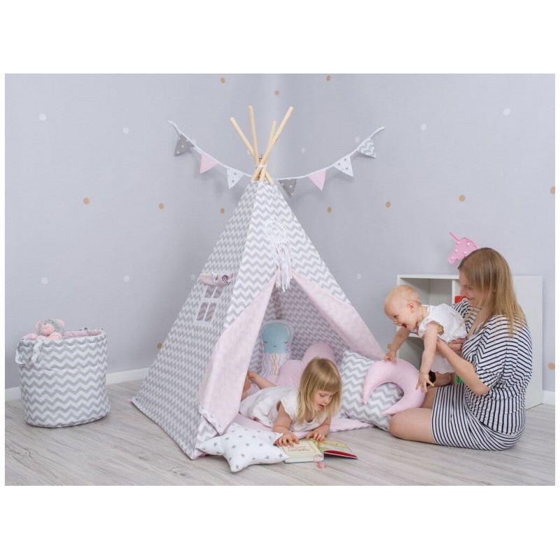 Elis Design Παιδική Σκηνή Σετ με Μαξιλάρια Gray Pink Waves